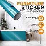 vgoltd Glossy Self-Adhesive Vinyl Wrap Turquoise 90x100 cm view 2