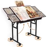 Folding Jigsaw Puzzle Table 1500 Pcs with 5 Angles, Drawers, Cover, Wheels | Wooden Frame, 5 Adjustable Angles, Wheels for Easy Move, 4 Storage Drawers, Dustproof Cover, Fits All Ages