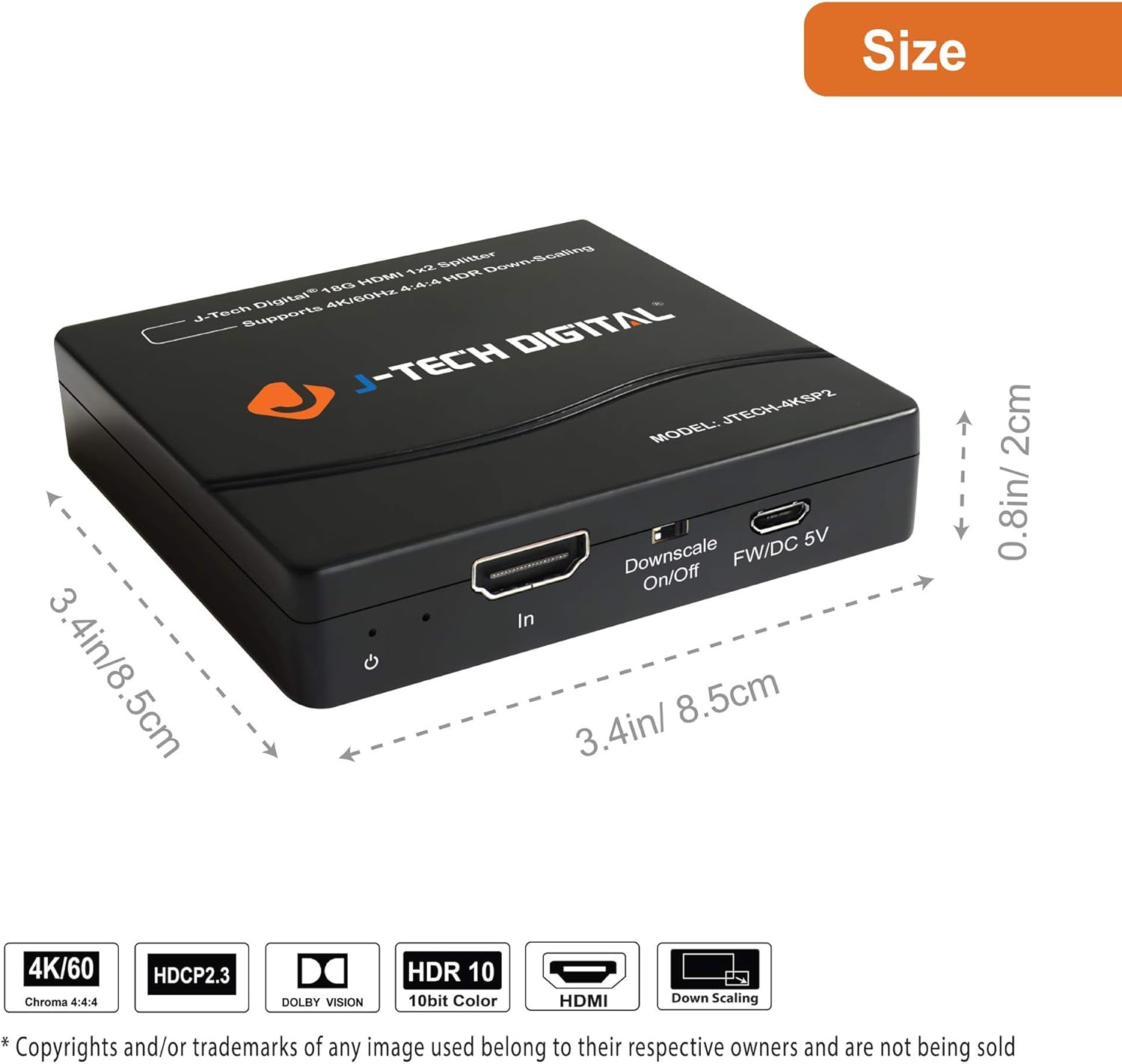 HDMI Splitter 4K 60Hz 1X4 Multi-Resolution Output (MRO) by J-Tech Digital HDMI 2.0 Splitter Supports downscale HDR HDR10 / Dolby Vision 4K@60Hz 4:4:4 HDCP2.3 2.2 (JTECH-4KSP4): Home Audio & Theater