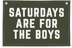 LACAMA Saturdays Are for The Boys Banner Linen Hanging Flag，Flags for Bedroom Dorm Flags for Guys，Boys Room Wall Decor，Gifts for Boys，Playroom Kids Room Wall Decor Wall Hanging Green Banner Flag 30x20