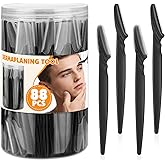 Phyyixs 88 Pcs Eyebrow Razors & Face Razors for Women in Storage Jar – Black Dermaplane Razor for Face & Men, Precision Face 