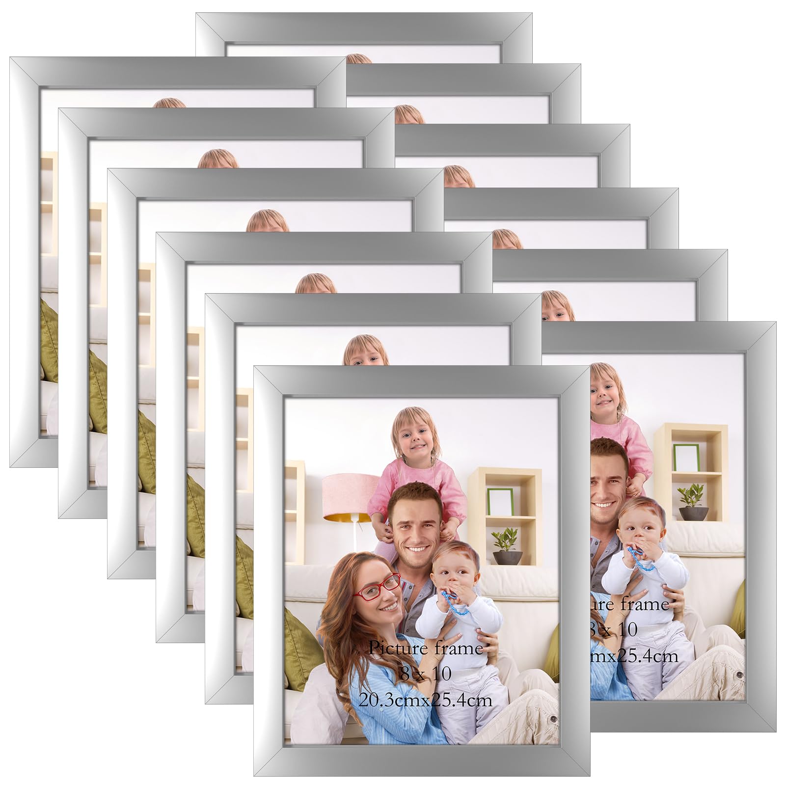 Giftgarden Silver 10x8 Photo Frames 12 Pack, Modern 8x10 Picture Photo Frames for Wall or Tabletop Display — image 1