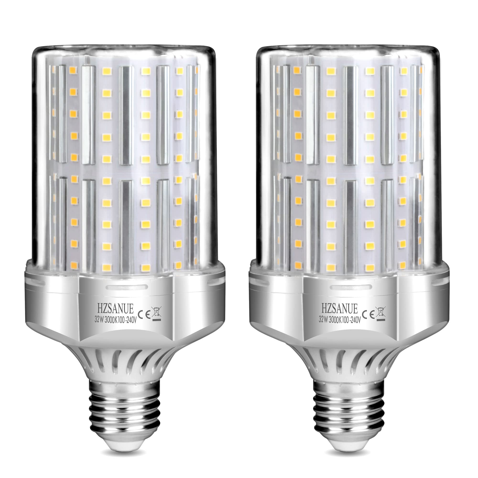 HZSANUE LED Light Bulbs 32W, 260W Incandescent Bulbs Equivalent, 3600Lm, 3000K Warm White, E27 Large Edison Screw, Pack of 2