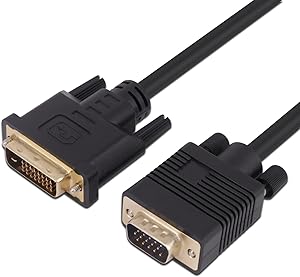 A-technology DVI to VGA Cable 15Ft(5m) DVI 24+1 DVI-D M to VGA Male Gold Plated 1080P with Chip Active Adapter Converter Cable for PC-DVD-Monitor-HDTV-Laptop- Projector … (15Ft)