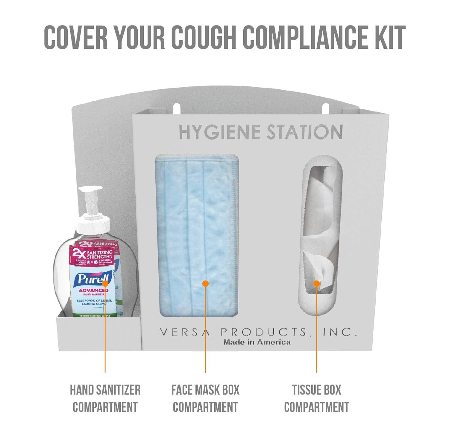 Respiratory Hygiene Sanitation Station by Versa Products | Mobile | 3 Compartments | Black: Industrial & Scientific