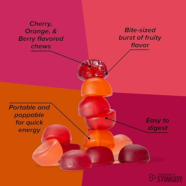 HONEY STINGER ORGANIC FRUIT SMOOTHIE ENERGY CHEW, GLUTEN FREE & CAFFEINE FREE, FOR EXERCISE, RUNNING AND PERFORMANCE, SPORTS NUTRITION FOR HOME & GYM, PRE AND MID WORKOUT, 21.6 OUNCES (PACK OF 12)