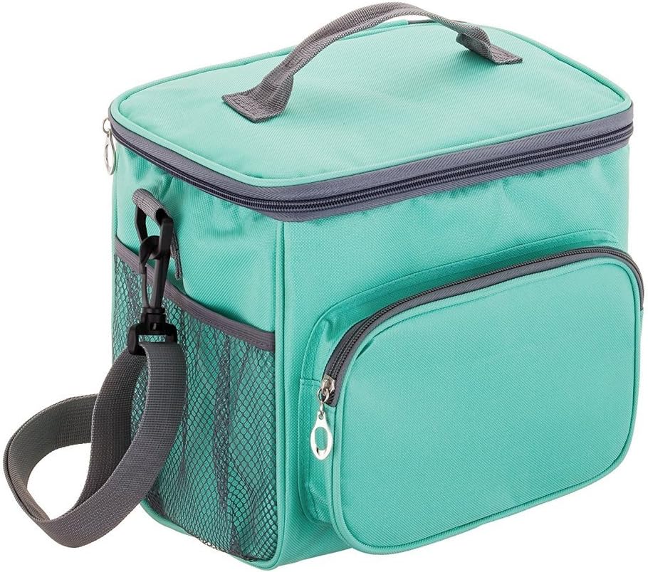 Adult Lunch Bag Insulated Lunch Box Large Cooler Tote Bag for Men & Women Double Deck Heat-resistant Cooler with Adjustable Shoulder Handbag (Blue)