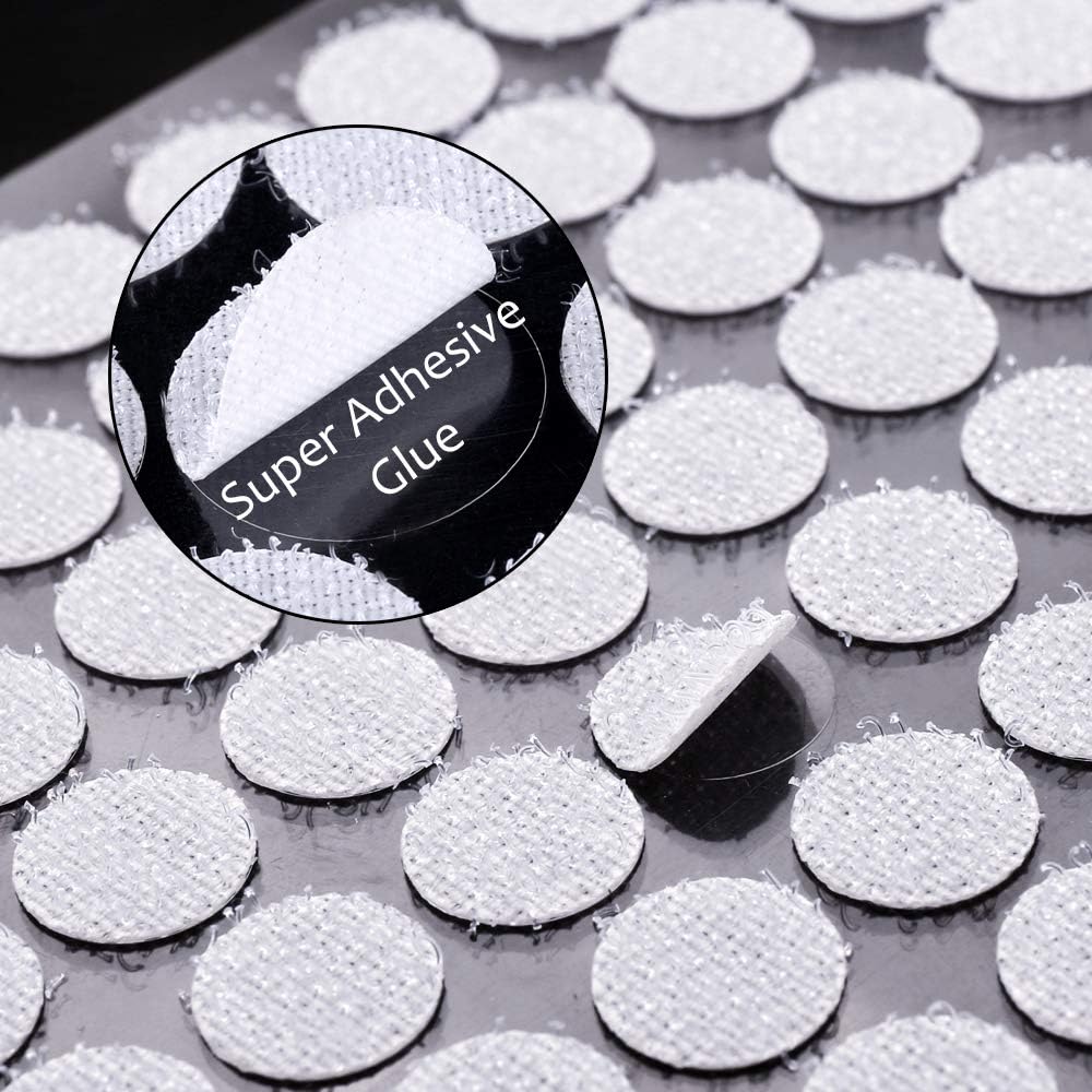 1008pcs 2/5" （10mm）Diameter Sticky Back Coins Hook and Loop Self Adhesive Dots Tapes，White : Office Products
