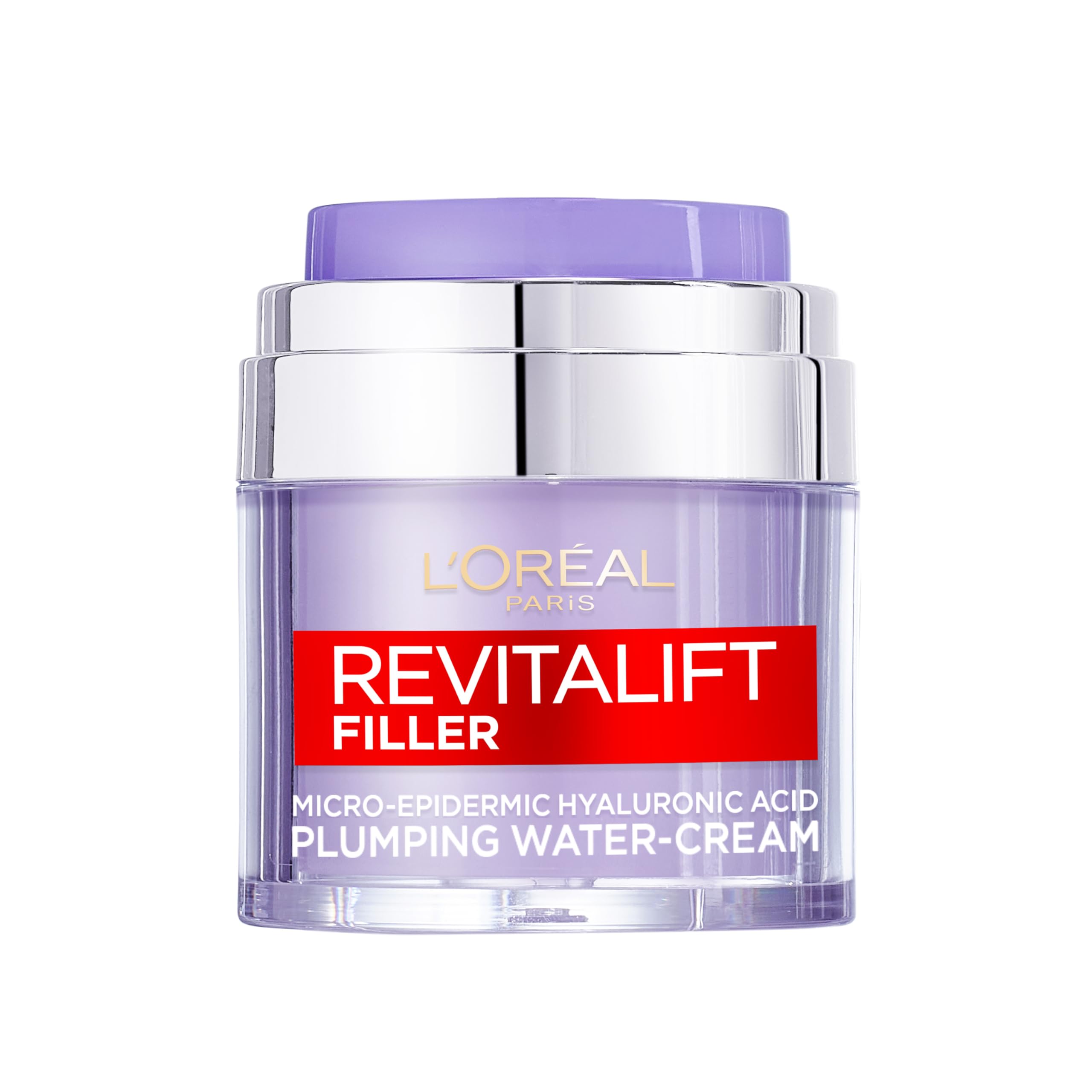 L’Oréal Paris Revitalift Filler Replumping Water Cream, Reduce Fine Lines Appearance, Replumps, Hydrates and Locks in Moisture, Enriched with Micro, Micro-Epidermic Hyaluronic Acid, 50ml
