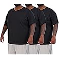 Real Essentials 3 Pack: Men’s Big & Tall Tech Stretch Long-Sleeve & Short-Sleeve Dry-Fit T-Shirt (3XT-5XT)