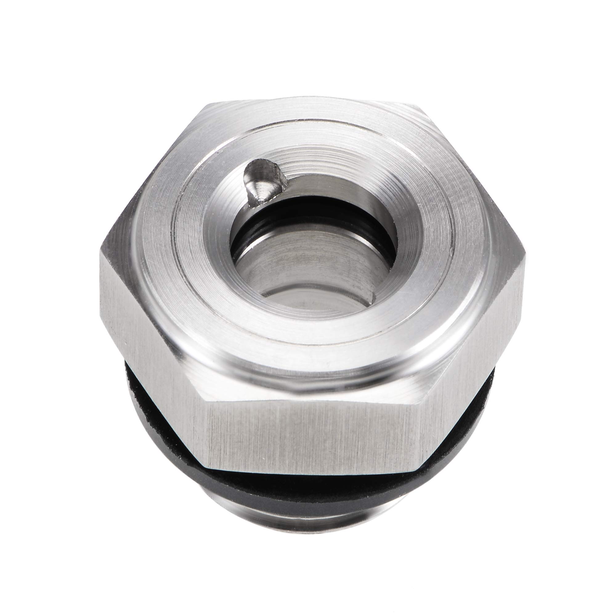 sourcing map Oil Liquid Level Gauge Sight Glass M16x1.5mm Male Threaded 304 Stainless Steel Air Compressor Fittings with Gasket, Silver Tone