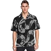 visesunny Fashion Hawaiian Shirts for Men Short Sleeve Aloha Beach Shirt Floral Summer Casual Button Down Shirts S-3XL