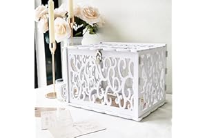 OurWarm PVC Hollow Wedding Envelope Box with Lock and Card Sign, Secure Money Box for Wedding Reception, Birthday, Baby Shower, Graduation Party Supplies