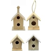 Creative Hobbies&reg; Mini 4 Inch Tall Birdhouse - Set of 4 Styles, Small Unfinished Wood Ready to Paint or Decorate