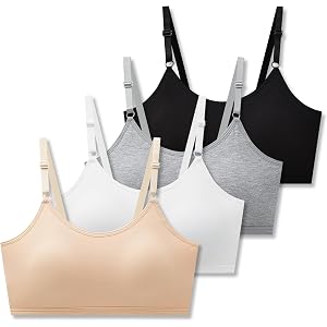 SALIA GIRL Sport Cami Teens Girls Training Bras 10-16, Soft Cotton Girl Bra | Sewn-In Light Pads, Adjustable Straps, Soft Mod