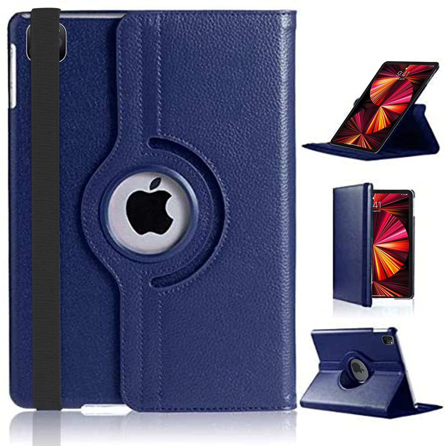For iPad Pro 11 Case (2018/2020/2021/2022) 4th 3rd 2nd 1st Generation [360 Rotating Stand] [Auto Sleep/Wake] PU Leather Smart Folio Protective Cover (BLUE)