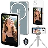 Heliora Magnetic Phone Vlog Selfie Monitor Screen for iPhone & Android, Wireless Connection, Bluetooth Remote Control, Rear Camera Monitor for Selfie, Vlog, Instagram,Live Stream, TikTok