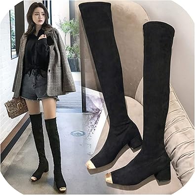 black over the knee boots for skinny legs
