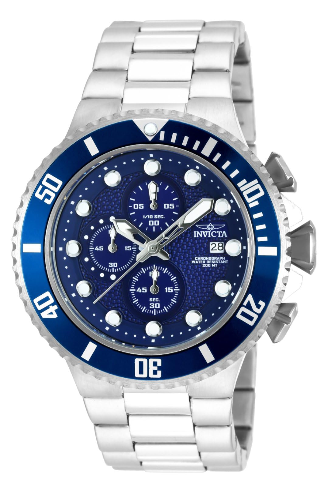 Invicta Pro Diver 18907 Men's Watch - Waterproof - Analogue - Quartz Movement - stainless steel with blue dial - 50mm