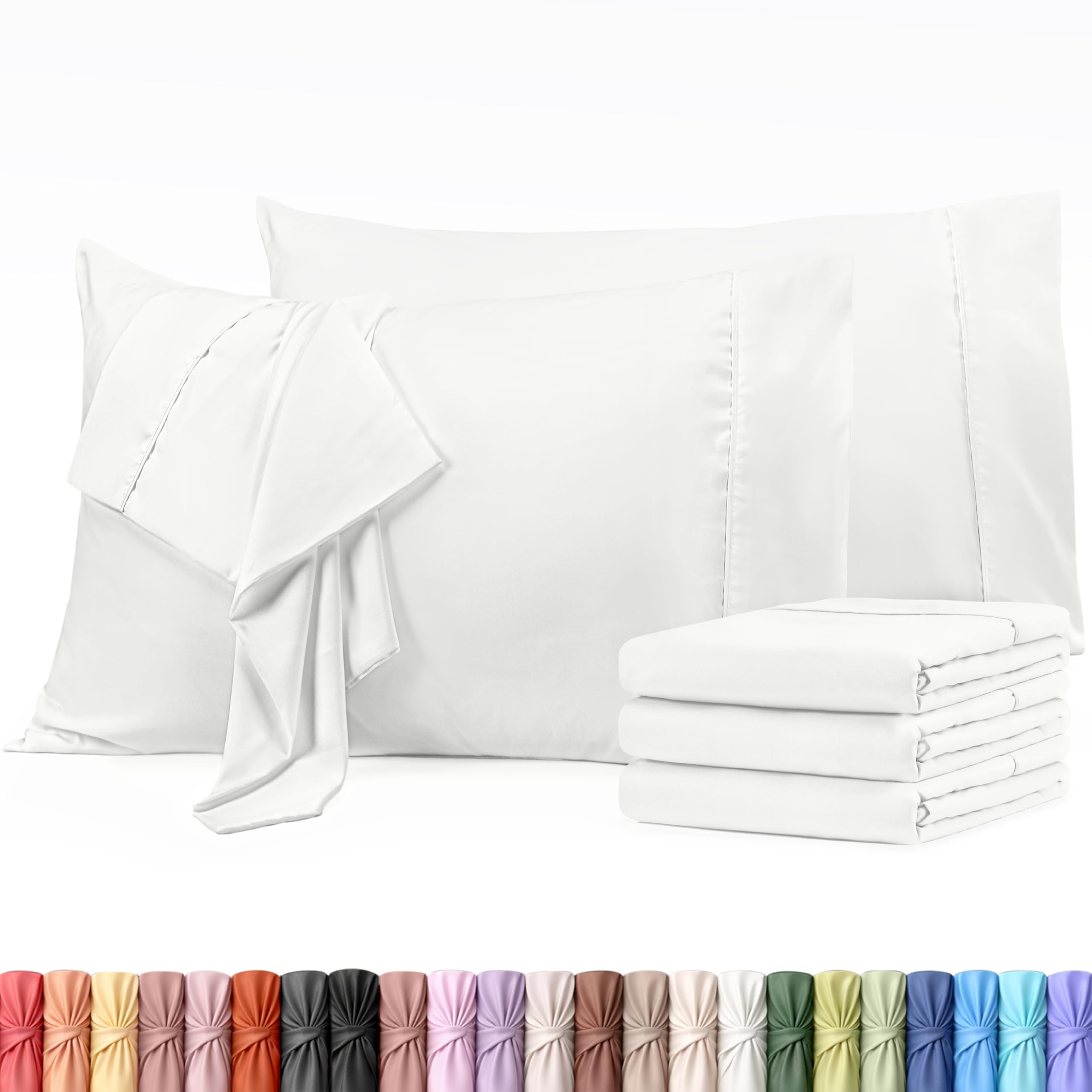 Pillow Cases Queen Size Set of 6, Ultra Soft Comfy Pillow Covers, White