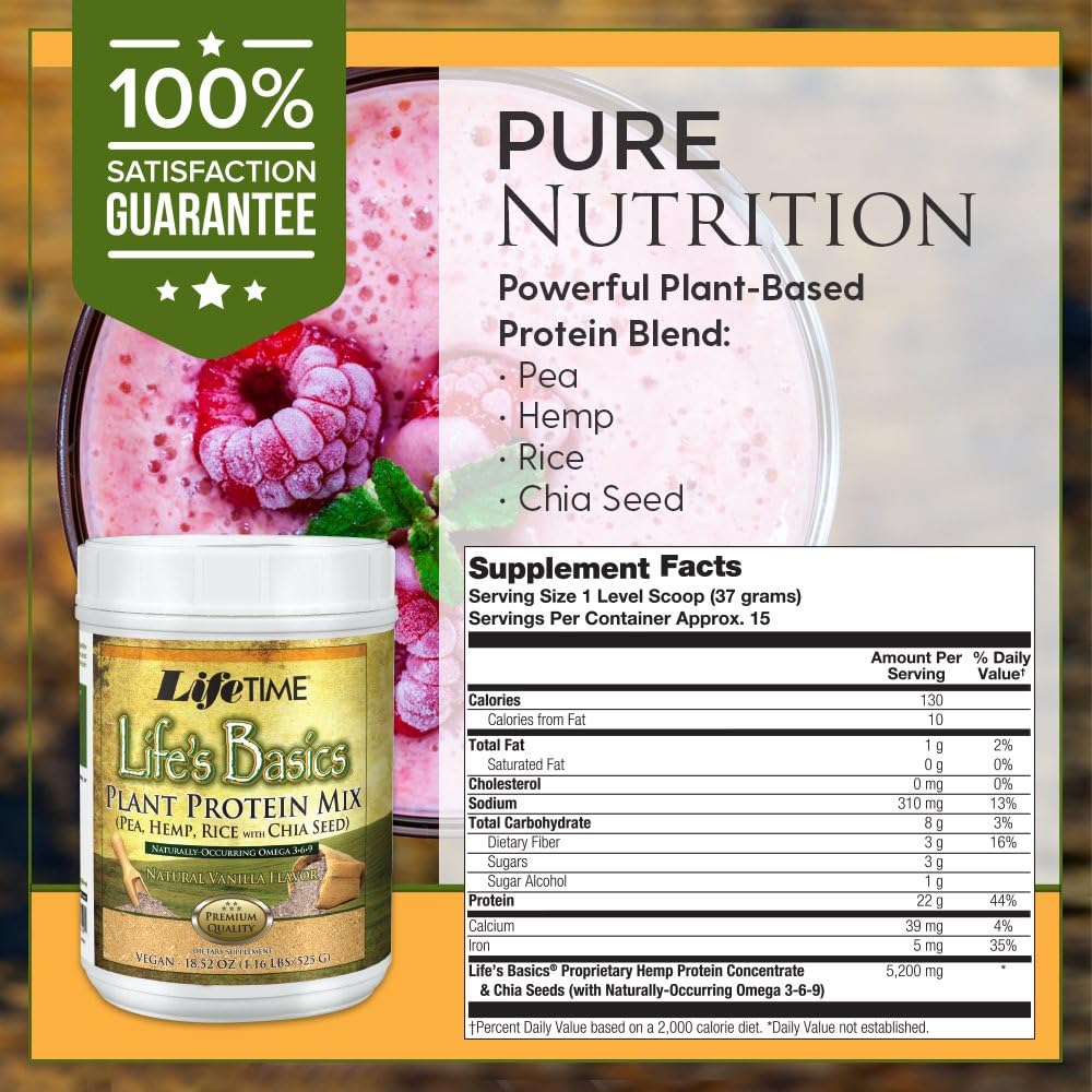 Lifetime Life's Basics Plant Protein Power, 5 Fruit Blend, 21.6-Ounce: Health & Personal Care
