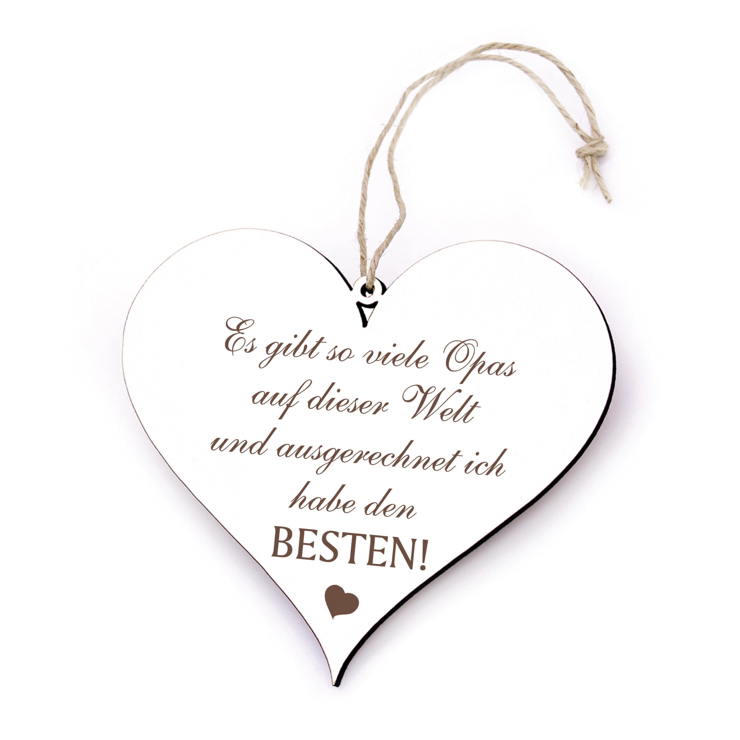 Heart Sign"Bester OPA der Welt" Approx. 13 x 12 cm – with Saying, Gift for Father's Day, Men's Day, Birthday.
