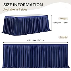 Partisky Navy Blue Polyester Table Skirt for