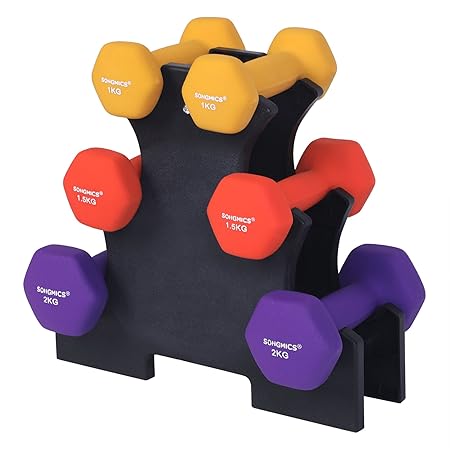 SONGMICS Hanteln Kurzhantel Vinyl 2 x 1,0 + 2 x 1,5 + 2 x 2,0 kg SYL69BK