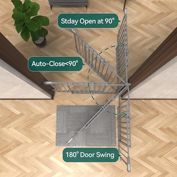 BABELIO BABY GATE FOR STAIRS, KITCHEN & DOORWAYS, 26-43″ W 28″ H NO BOTTOM BAR| EASY INSTALLATION| ONE-HANDED OPERATION| AUTO-CLOSE| HARDWARE MOUNT (DRILL NEEDED) SAFETY DOG/PET GATE INDOOR (GREY)