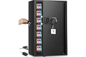 Nebakne 144 Keys Fireproof Cabinet Safe With Adjustable Hook Plates and Tags, Anti-Theft Lock Box Wall Mount With Combination Lock, Organizer for Home Office Garage