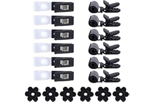 18pcs Garden Flags Clips & Stoppers Set, Anti-Wind Plastic Stand Pole Magic Patch Clip Holder with Plum Blossom Shaped Stoppe