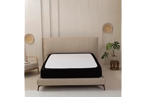 TSUTOMI Stretchy Box Spring Cover Queen Size - Jersey Knit & Stretchy Wrap Around 4 Sides Bed Skirt for Hotel & Home, Wrinkle & Fading Resistant Fits Queen Size Beds, Black