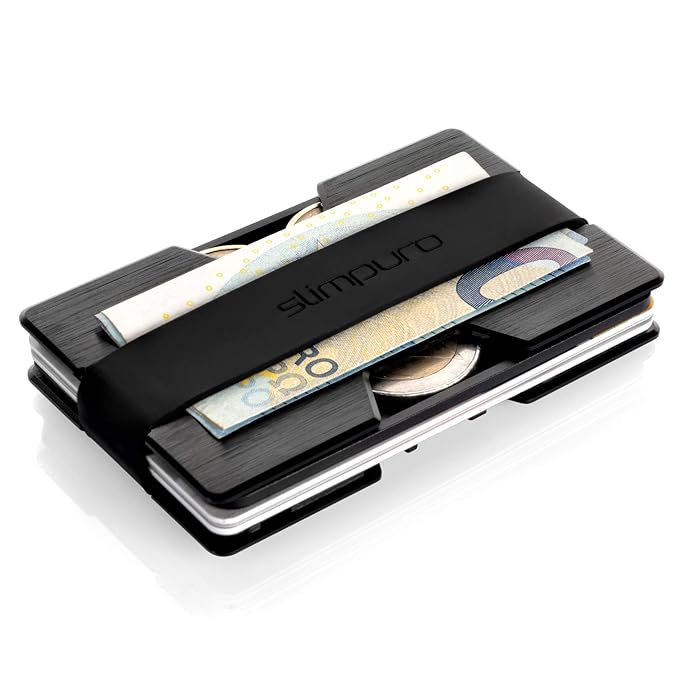 Slim Credit Card Holder Aluminum with Money Clip and Coin Case RFID
