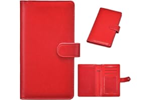 HOFFI Checkbook Covers- Leather RFID Check Registers for Personal Checkbook，Women&Men Wallets with Checkbook Holder Case (Red)