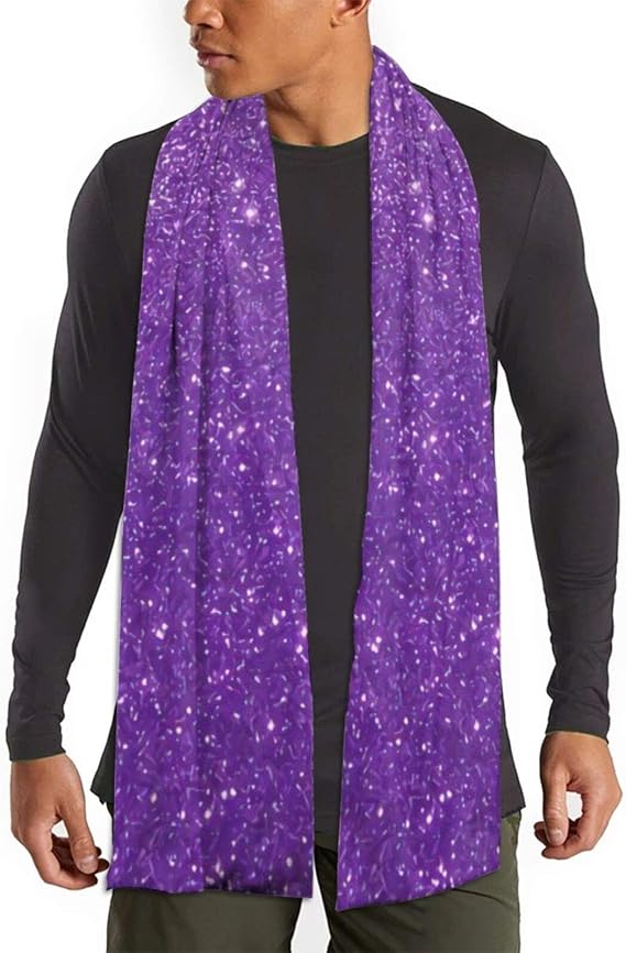 Purple Glitter Scarf for Men Lightweight Fashion Soft Winter Scarves