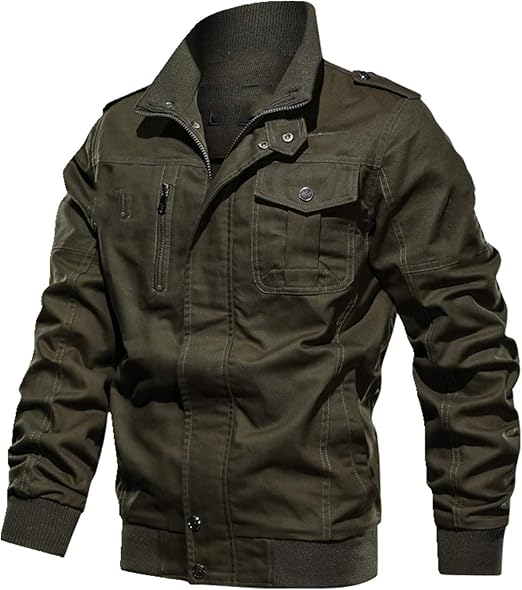 Herren Frühling Stehkragen Arbeitsmantel Männer Große Lose Fliegerjacke