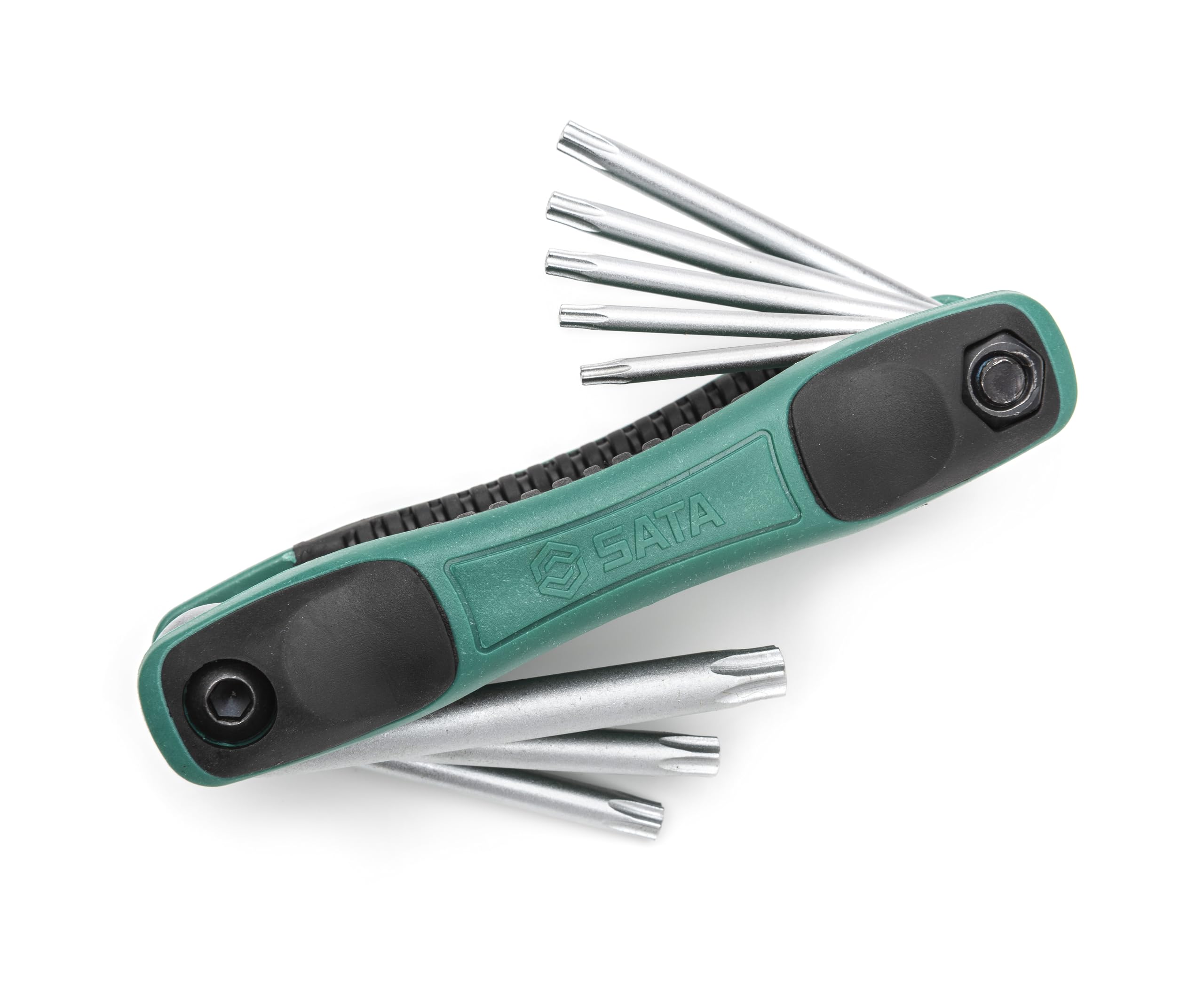 SATA ST09123SJ 8-Piece Folding Torx Key Set, T9 - T40, with Tempered Alloy Steel Construction and Dual Material Comfort Grip