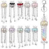 FREEBLOSS 10 Pcs Rhinestone Crown Tassel Beads 10 Colors Focal Large Hole Beads Bulk Bling Crown Bead for Beadable Pens Bracelet Necklace Earrings, 2.2" x 0.8"