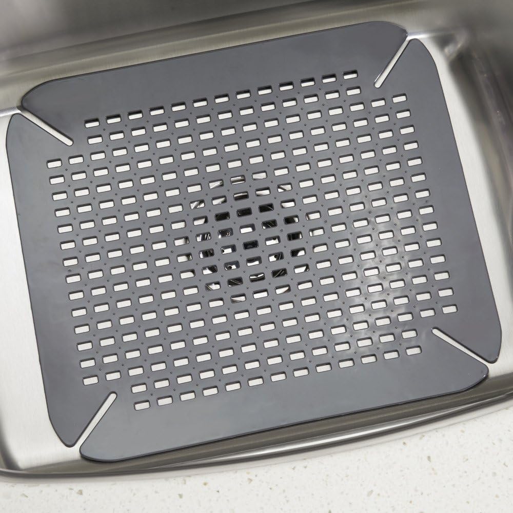 große Spülbeckenmatte aus PVC Kunststoff grau iDesign Spülbeckeneinlage