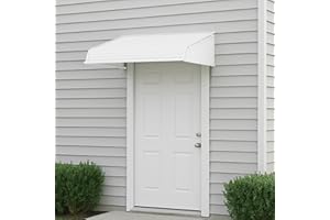 Kozyard Window Awning W42 xD40 with 2Sidewings, Aluminum Frame with Impact-Resistant PVC Panels, Shade Angle Set During Installation, Rain, Snow & UV Protection Door Canopy
