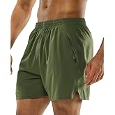 MIER Men's 5 Inch Inseam Running Shorts, Quick-Dry with Pockets | Workout, Athletic, Lightweight Breathable Fabric, Soft Elastic Waist, Inner Drawstring, Side Split, Machine Washable