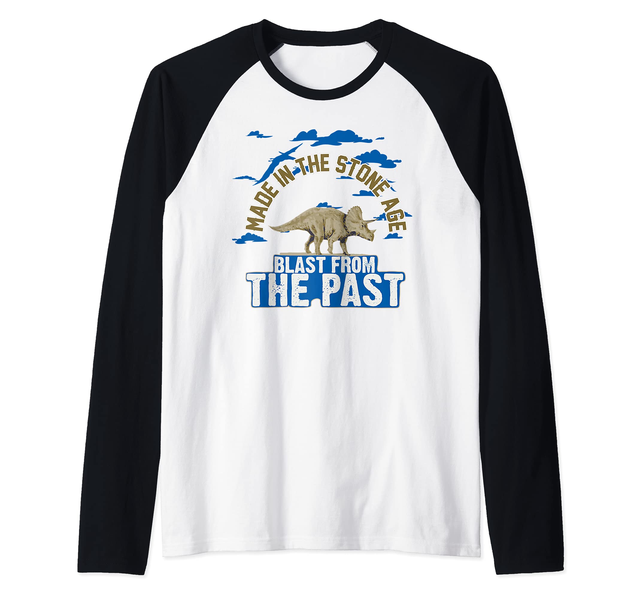 Dino Dinosaur From The Past T-Rex Extinct Animals Stone Age Raglan Baseball Tee
