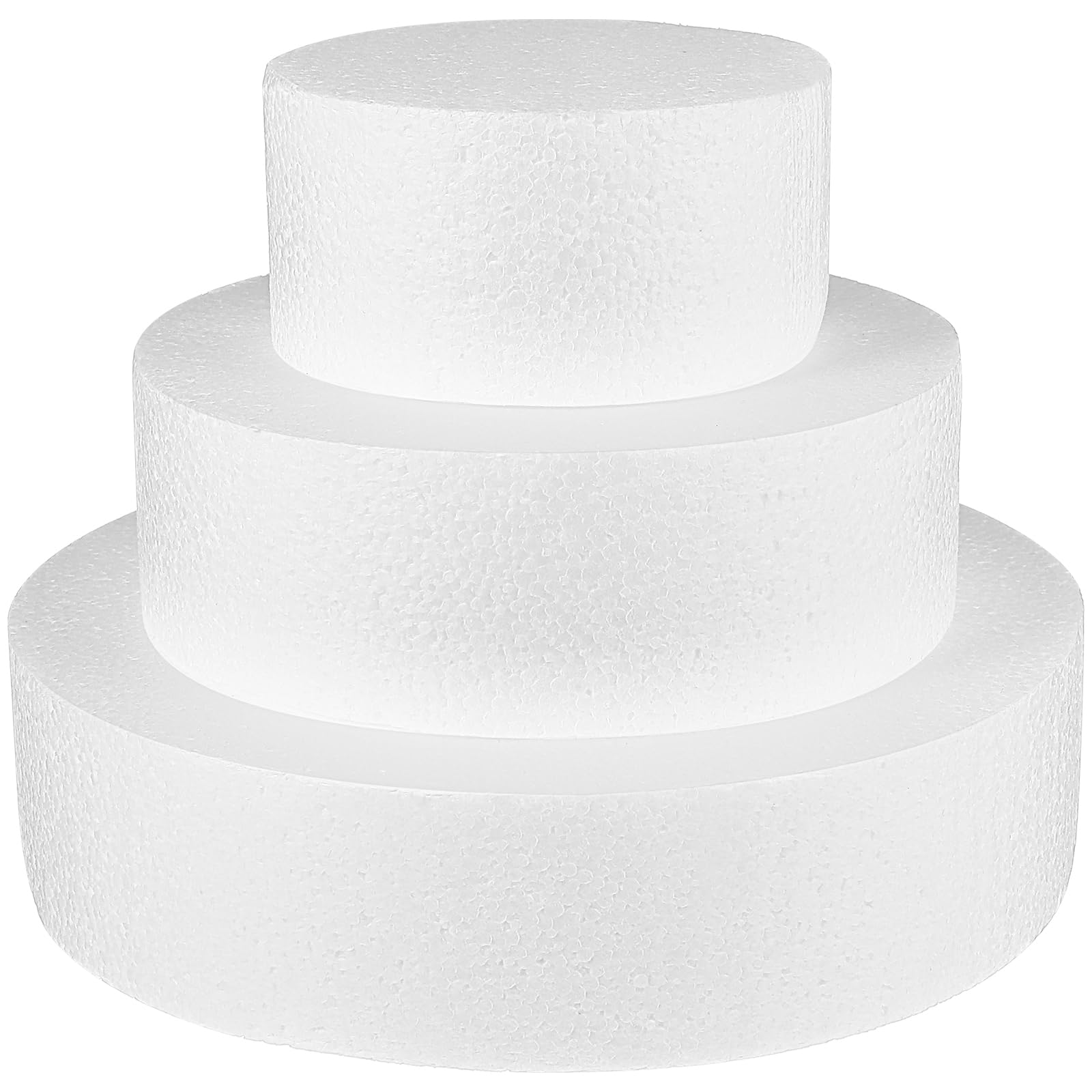 Cake Dummies, 3 Piece Round Foam Cake Dummies 4, 6, 8 inch inch Set for Decorating, Display