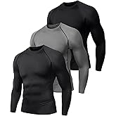 Men's (Pack of 3 or 5) Cool Dry Compression Long Sleeve Sports Baselayer T-Shirts Tops