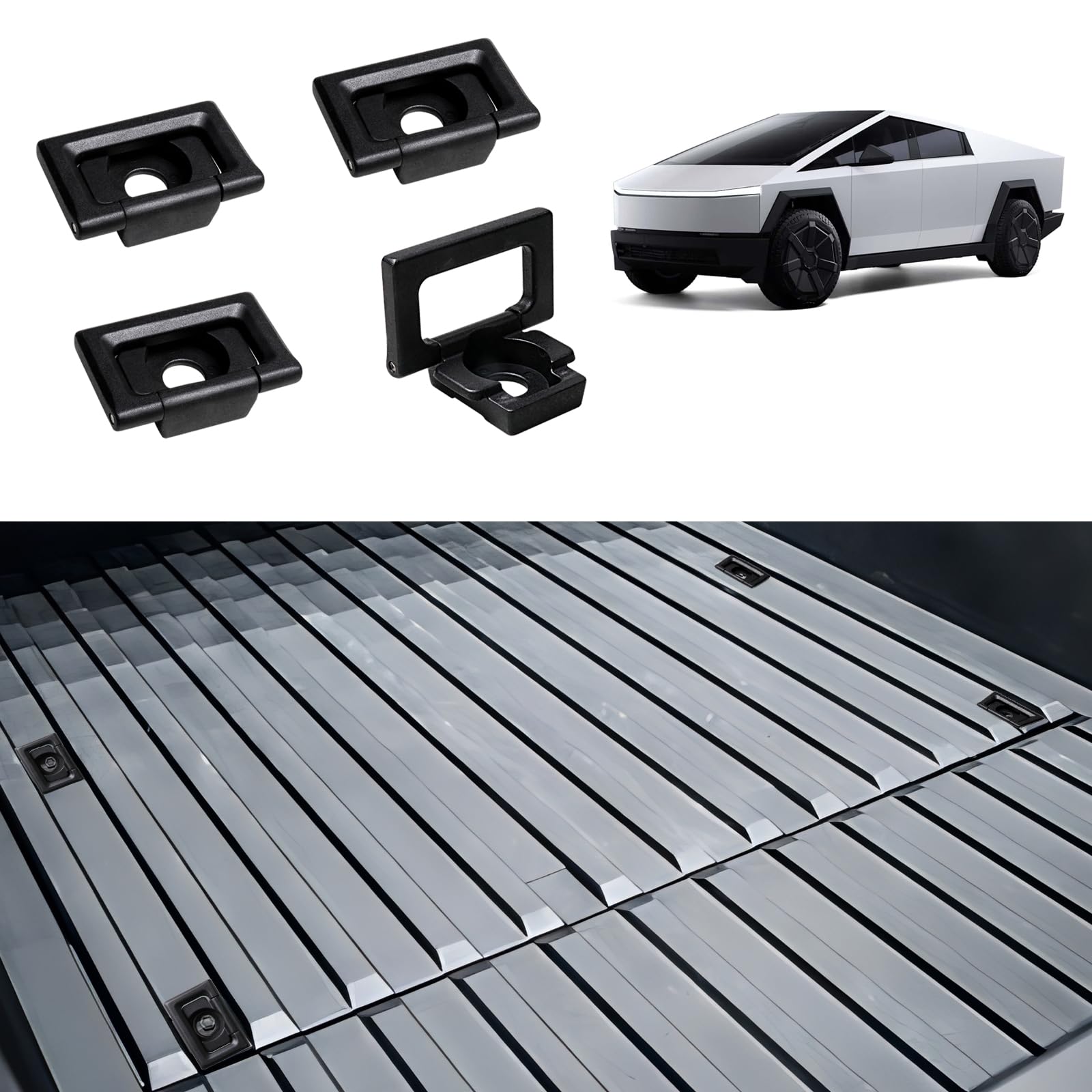 Photo 1 of BESTAOO 4PCS Ring Truck Bed Hooks Compatible with Tesla Cybertruck 2023 2024 2025 Cargo Accessories for Cyber Bed Truck Tie Down Anchors Zinc Alloy