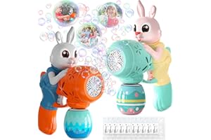 TINGINGYULI Bubble Guns for Toddlers,2pcs Rabbit Bubble Machine for Kids,Automatic Bubble Blower with 10 Bubble Solutions,Outdoor Toys Easter Baskets Stuffers Gift for Age 3 4 5 6 7 8 Years Old Boys Girls