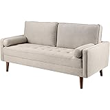 Koorlian Sofa Couch, 2 Seater Fabric Loveseat, Mid Century Modern Couches for Living Room, Button Tufted Seat Cushion, Square