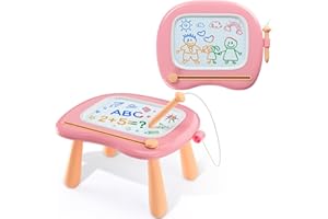 Kiddiworld Magnetic Drawing Board for Kids, Learning Doodle Board Toys for Toddlers Age 1-2, Educational Toys for 1-3 Year Old Girl Christmas Birthday Gifts, Baby Toys 12-18 Months (Pink)