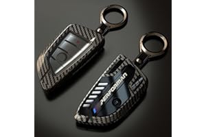 Phmnkl Alloy Car Key Case Rings Cover Holder for BMW 1 3 5 7 Series 530 F48 X1 X2 X3 X4 X5 X6 Classic Engine Head Concept (A Style Carbon Fiber)