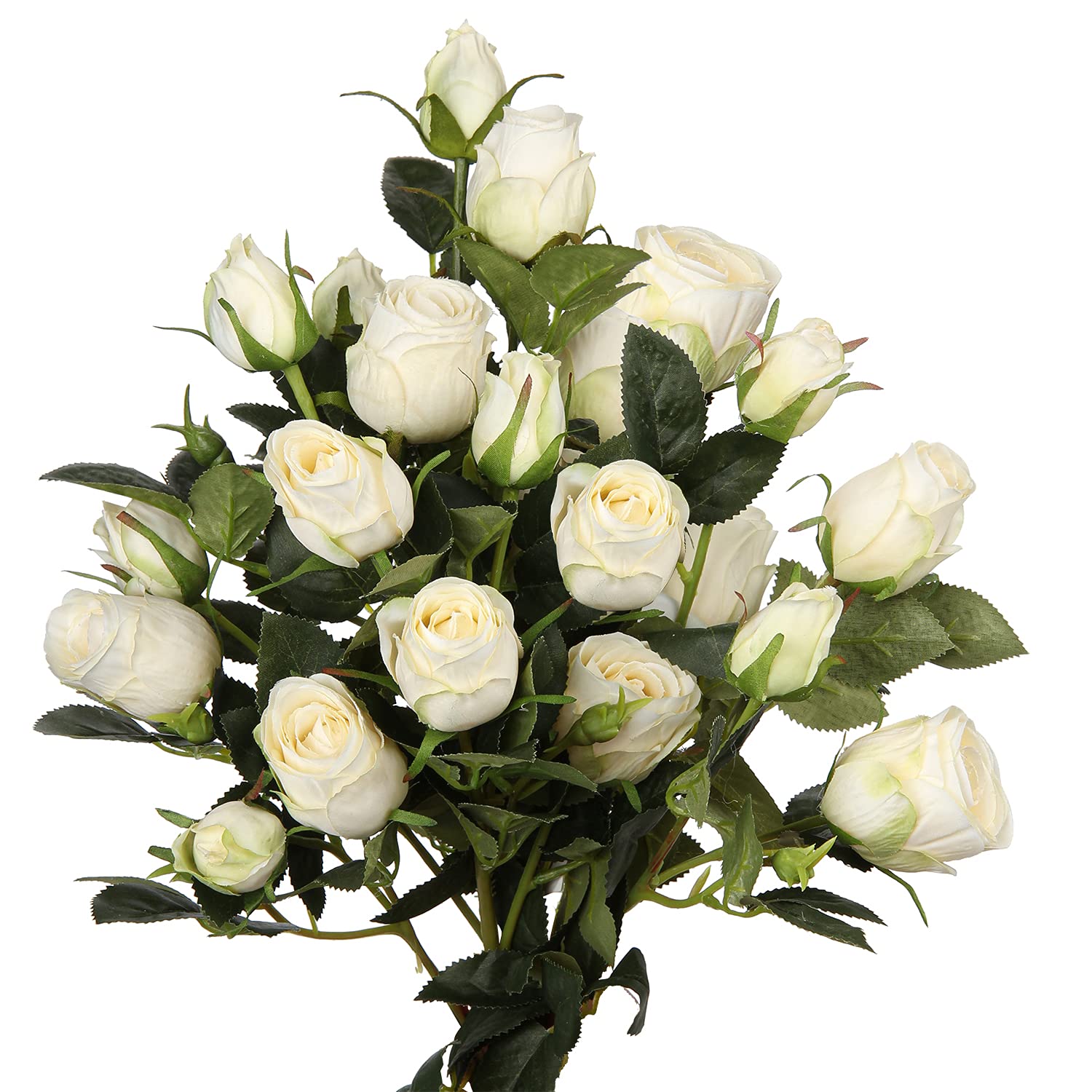 Briful Artificial Roses Fake Flowers 3 Packs Artificial Flowers Rose Buds Long Stem, White Roses Artificial Flower Bouquets for Flower Arrangement Wedding Party Centerpiece Home Decoration
